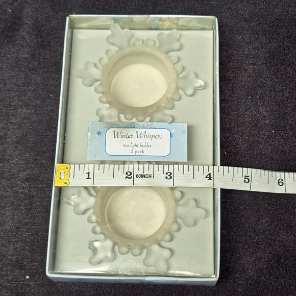 Noteworthy Snowflake Winter Whispers Tea Light Candle Holder 3" Home Decor Snow - Picture 4 of 5